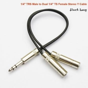 1/4" TRS Male to Dual 1/4" TS Female Stereo Breakout Splitter Y Audio Cable-20cm