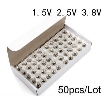 (50pcs/lot) E10 DC1.5V/2.5V/3.8V 0.3A Warm White Bulb Light Miniature Screw Base