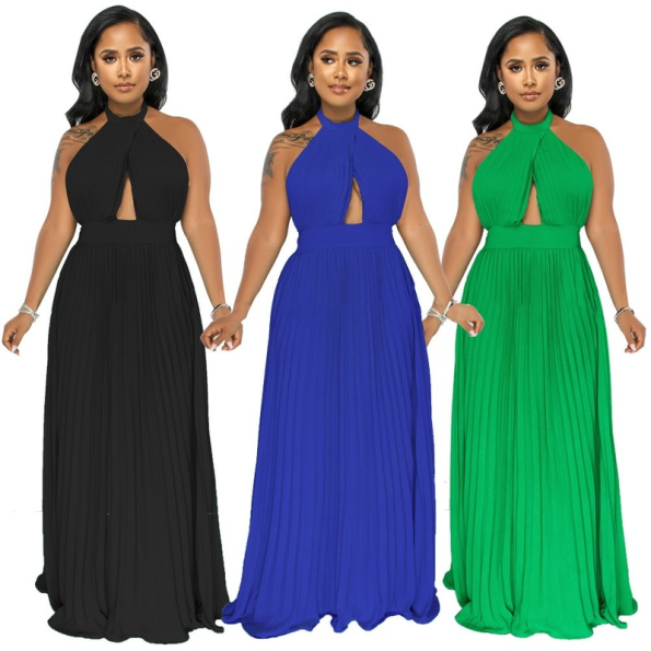 Fashion Women's Sexy Backless Halter Chiffon Dress Lady' Party Prom Long Dresses