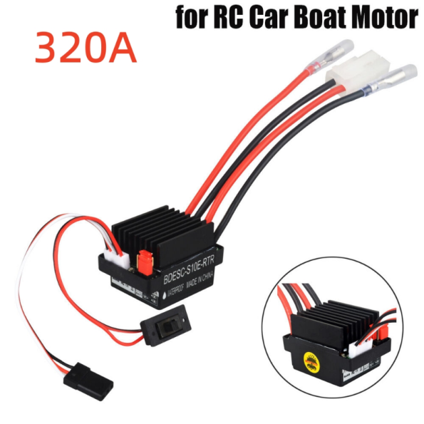High Voltage Waterproof 320A Brushed ESC Speed Controller For RC Car Boat Motors