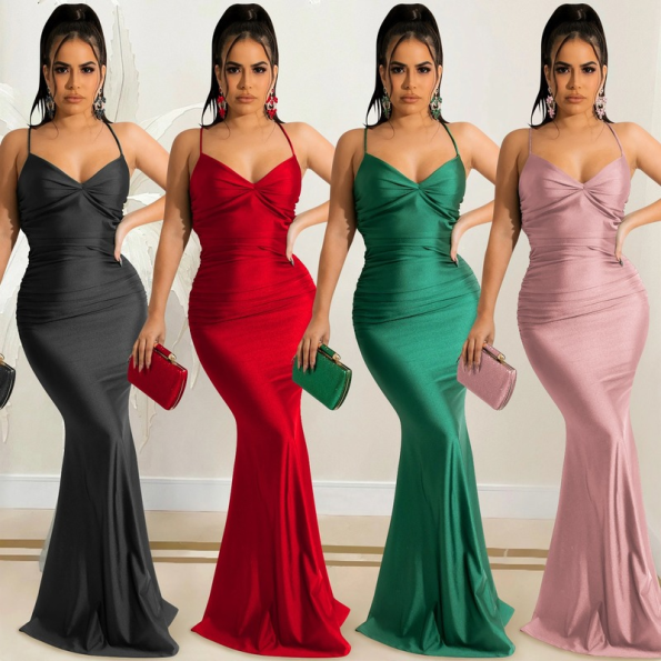 Sexy Women's Lace-up Backless Slip Long Dress Evening Prom Party/Cocktail Dress