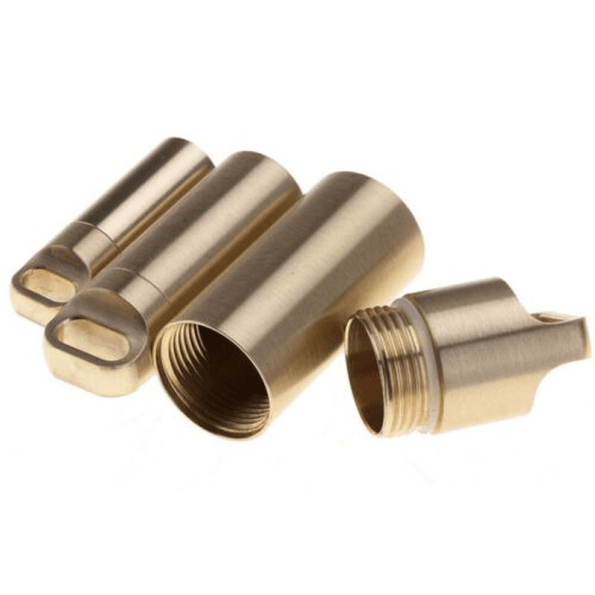 Waterproof Brass Container Pill Box Bottle Holder Keychain Medicine Capsule Case