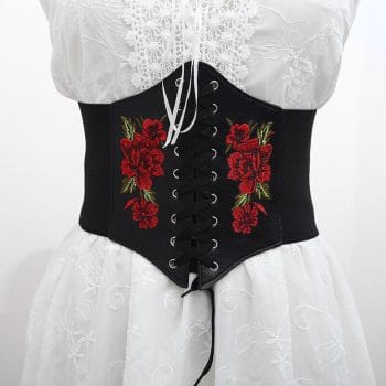 Women's Vintage Girdle Embroidered Belts Bandaged Elastic Decor Waistband Corset